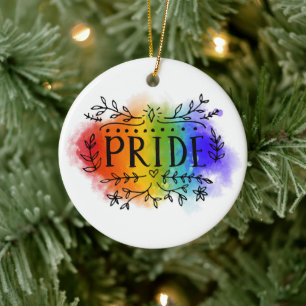 Pride in Watercolor Ceramic Ornament