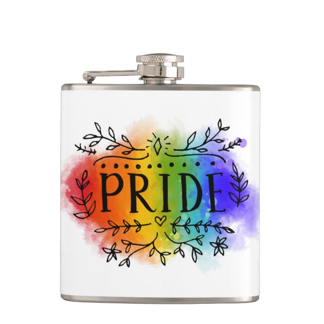 Pride in Watercolor Hip Flask (Front)
