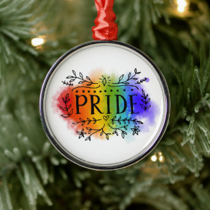 Pride in Watercolor Metal Ornament
