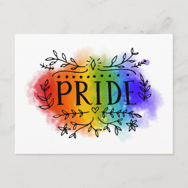 Pride in Watercolor Postcard (Front)
