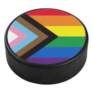 Pride Inclusive rainbow Lgbtq gay flag Hockey Puck