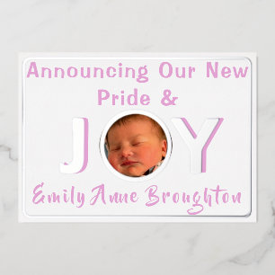Pride & Joy Foil Birth Announcement