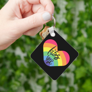 Pride- kiss me. love is fair.       keychain