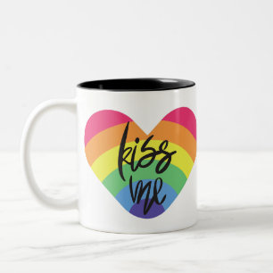 Pride- kiss me. love is fair. Two-Tone coffee mug