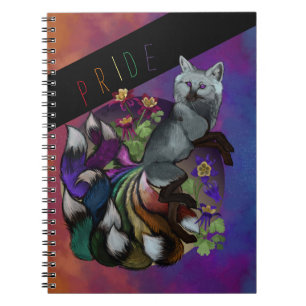Pride Kitsune and Columbine Flowers Notebook