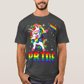 Pride LGBT Gay Be Lesbian Unicorn Dabbing Funny T T-Shirt