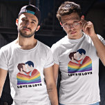Pride LGBT Gay Love Is Love Men Faces Rainbow T-Shirt<br><div class="desc">Pride LGBT Gay Love Is Love Men Faces Rainbow. Celebrating Pride with black typography Love Is Love and illustrationof men's faces and rainbow flag.</div>