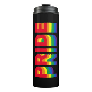 Pride lgbt lgbtq queer gay rainbow colours black thermal tumbler