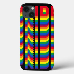 Pride lgbt lgbtq queer gay rainbow pattern black iPhone 13 case