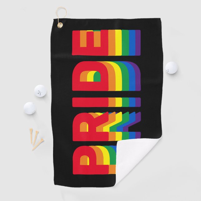 Pride lgbt lgbtq queer gay rainbow pattern black golf towel (InSitu)