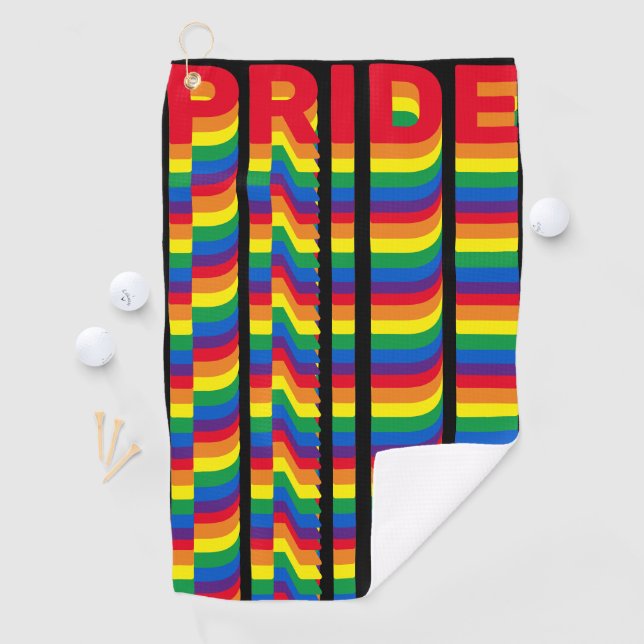 Pride lgbt lgbtq queer gay rainbow pattern black golf towel (InSitu)