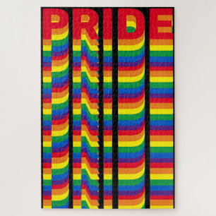 Pride lgbt lgbtq queer gay rainbow pattern black jigsaw puzzle