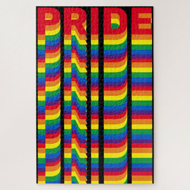 Pride lgbt lgbtq queer gay rainbow pattern black jigsaw puzzle (Vertical)