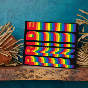 Pride lgbt lgbtq queer gay rainbow pattern black plaque