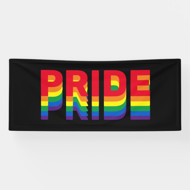 Pride lgbt lgbtq queer gay rainbow retro black banner (Horizontal)