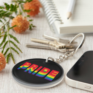 Pride lgbt lgbtq queer gay rainbow retro black key ring