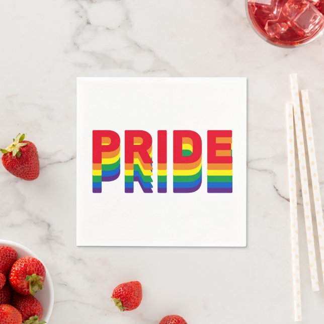 Pride lgbt lgbtq queer gay rainbow retro colours napkin (Insitu)