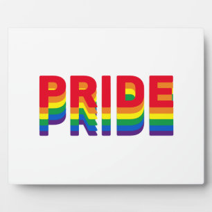 Pride lgbt lgbtq queer gay rainbow retro colours plaque