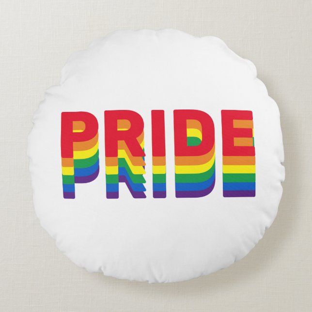 Pride lgbt lgbtq queer gay rainbow retro colours round cushion (Front)