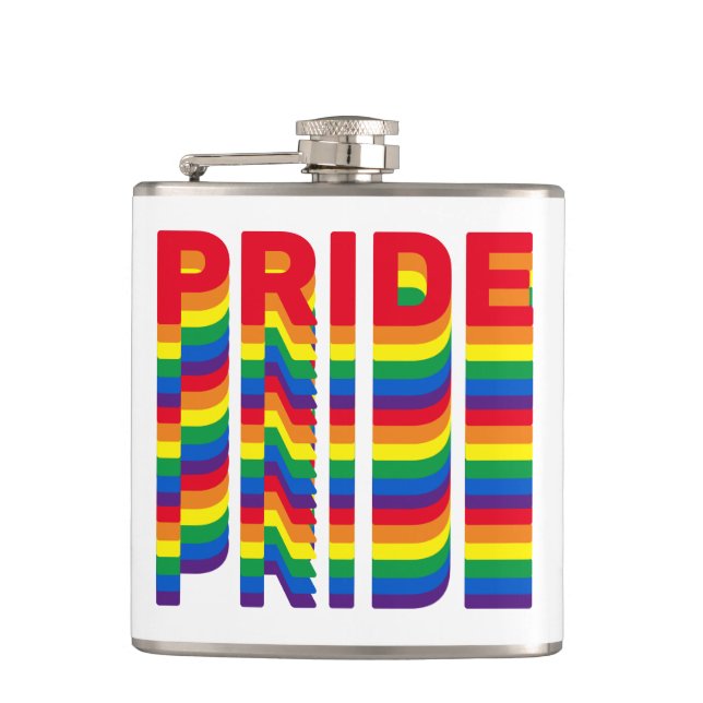 Pride lgbt lgbtq queer gay rainbow retro pattern hip flask (Front)