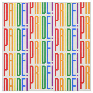 Pride! LGBT Rainbow Flag Colours Typography Logo Fabric