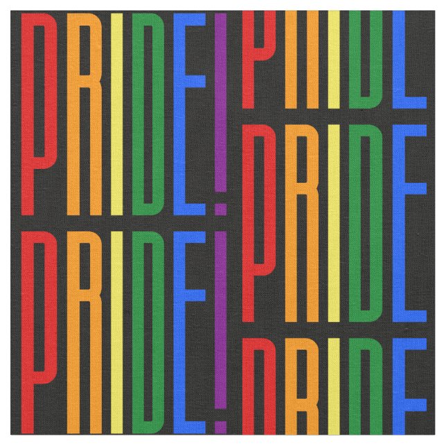 Pride! LGBT Rainbow Flag Colours Typography Logo Fabric (Close Up)
