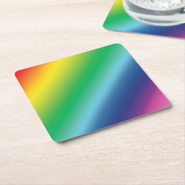 Pride lgbtq lgbt rainbow colours pattern square paper coaster (Angled)