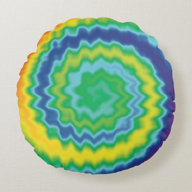 Pride lgbtq lgbt rainbow colours swirl tie dye round cushion (Front)