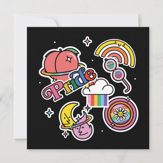 Pride+LGBTQ. Love pride. Rainbow heart with flower (Front)