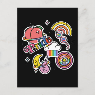 Pride+LGBTQ. Love pride. Rainbow heart with flower Postcard