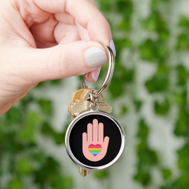 Pride lgbtq queer love. rainbow colour           key ring (Hand)