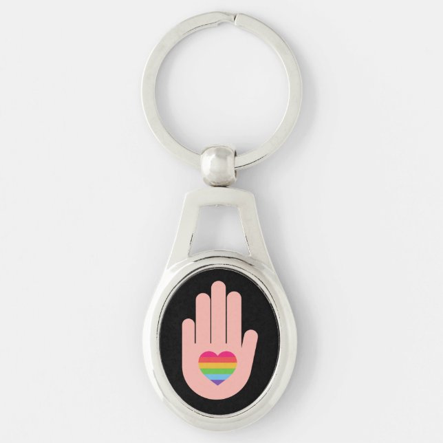 Pride lgbtq queer love. rainbow colour           key ring (Front)
