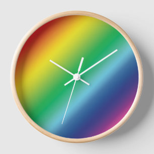 Pride lgbtq rainbow colours pattern round clock