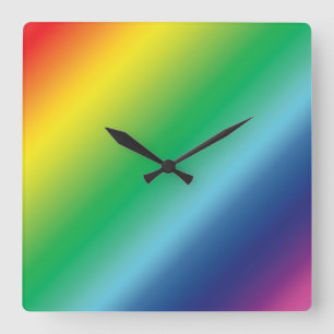 Pride lgbtq rainbow colours pattern square clock