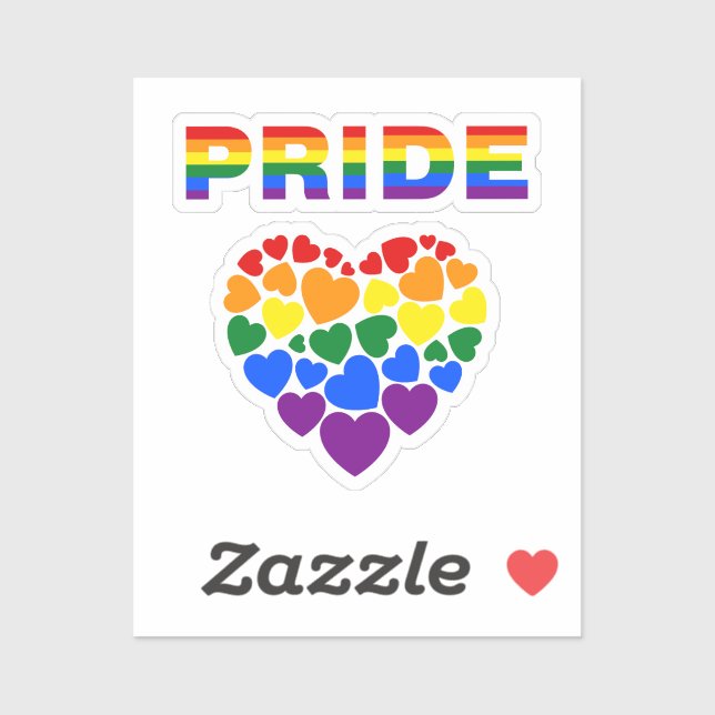PRIDE LGBTQ Rainbow Hearts Custom-Cut Vinyl (Sheet)