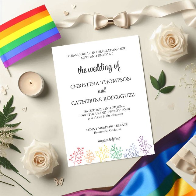 Pride LGBTQ Watercolor Elegant Wedding Invitation (Creator Uploaded)
