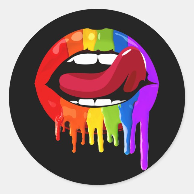 Pride Lips T-Shirt Classic Round Sticker (Front)