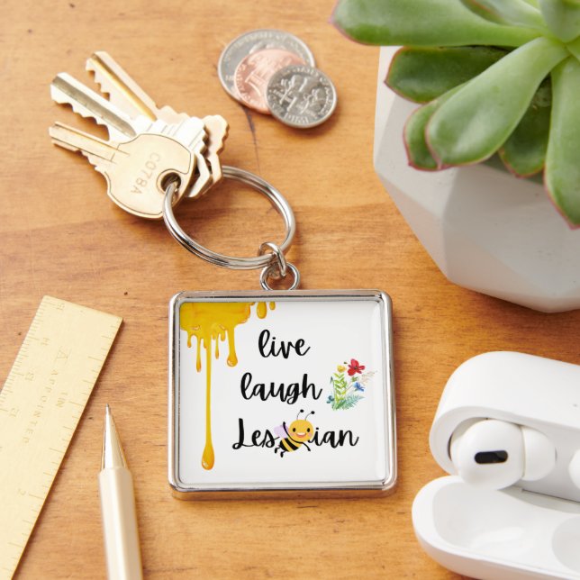 PRIDE! Live, laugh, les-bee-ian Key Ring (Desk)