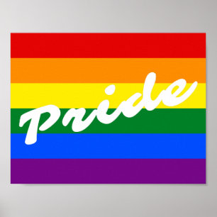 Pride Logo LGBT 6-Stripe Rainbow Gay Pride Flag Poster