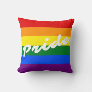 Pride Logo LGBT Gay Pride 6-Stripe Rainbow Flag Cushion