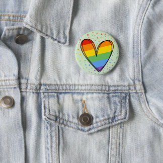 Pride Love Heart Gay Rainbow LGBTQ Sticker 6 Cm Round Badge