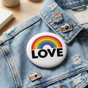 Pride Love is Love Gay Equality Rainbow LGBTQ  10 Cm Round Badge