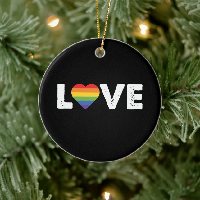 Pride Love is Love Gay Equality Rainbow LGBTQ  Ceramic Ornament (Tree)