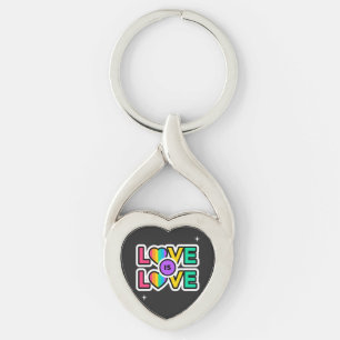 Pride. Love is love. Gay Rainbow colours Key Ring