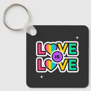 Pride. Love is love. Gay Rainbow colours Keych Key Ring