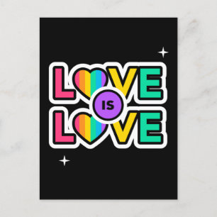 Pride. Love is love. Gay Rainbow colours Postcard