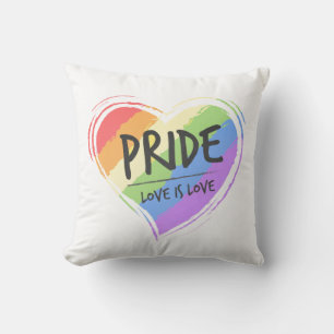 Pride Love is Love Rainbow Heart Cushion