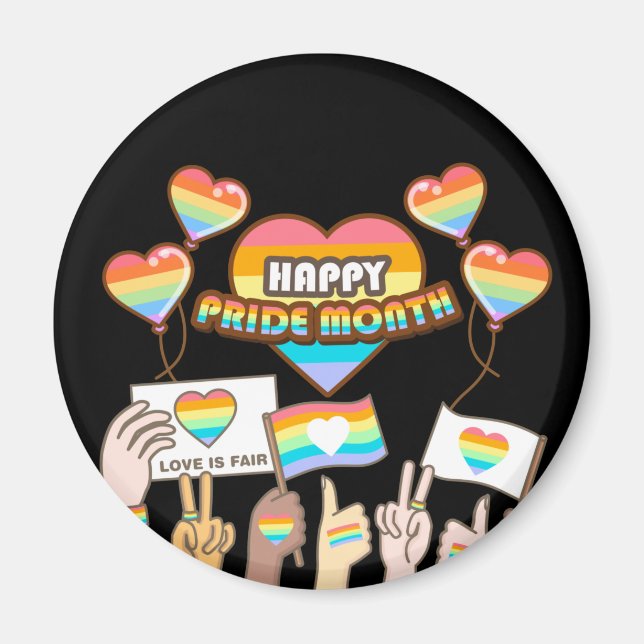 Pride love. Love is fair. Pride month.           Magnet (Front)