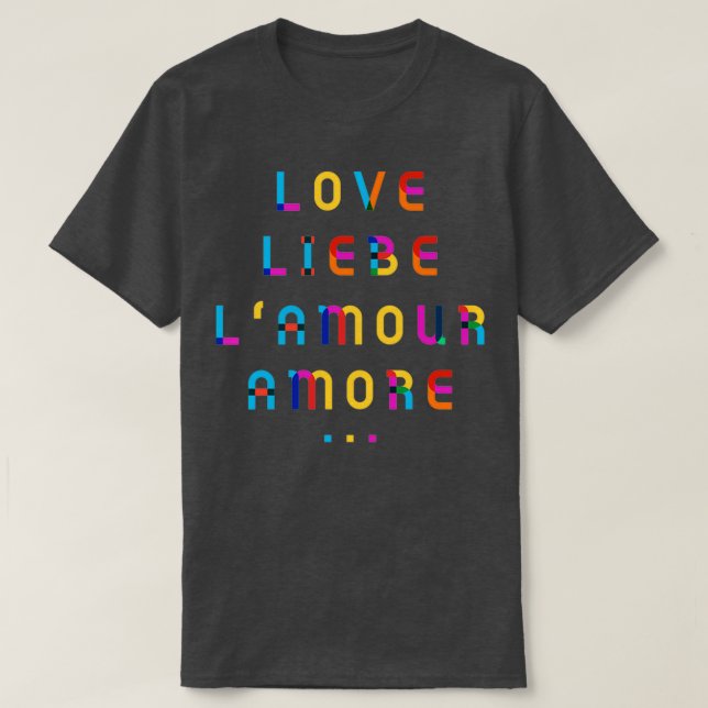 PRIDE LOVE LOVE LAMOUR AMORE Minimalist LGBTQA T-Shirt (Design Front)