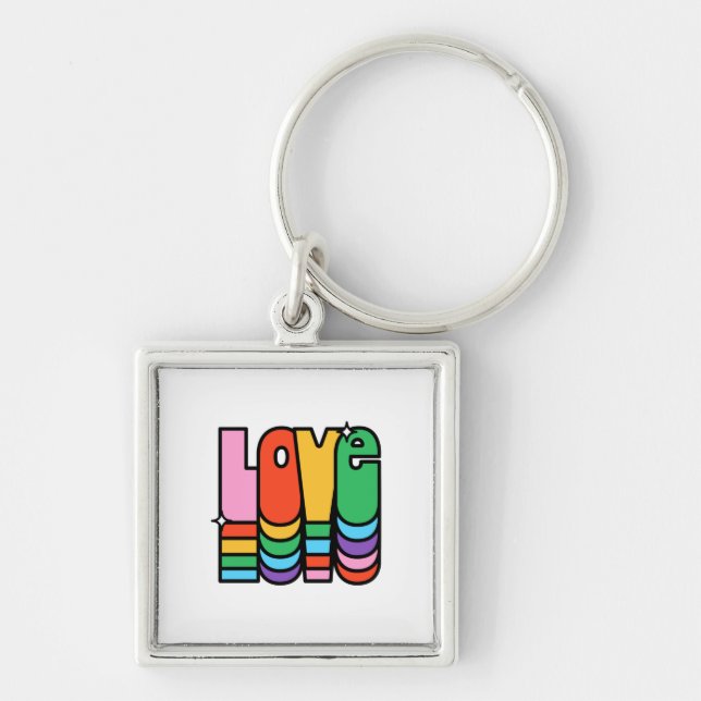 Pride- love rainbow colour. love is love.          key ring (Front)